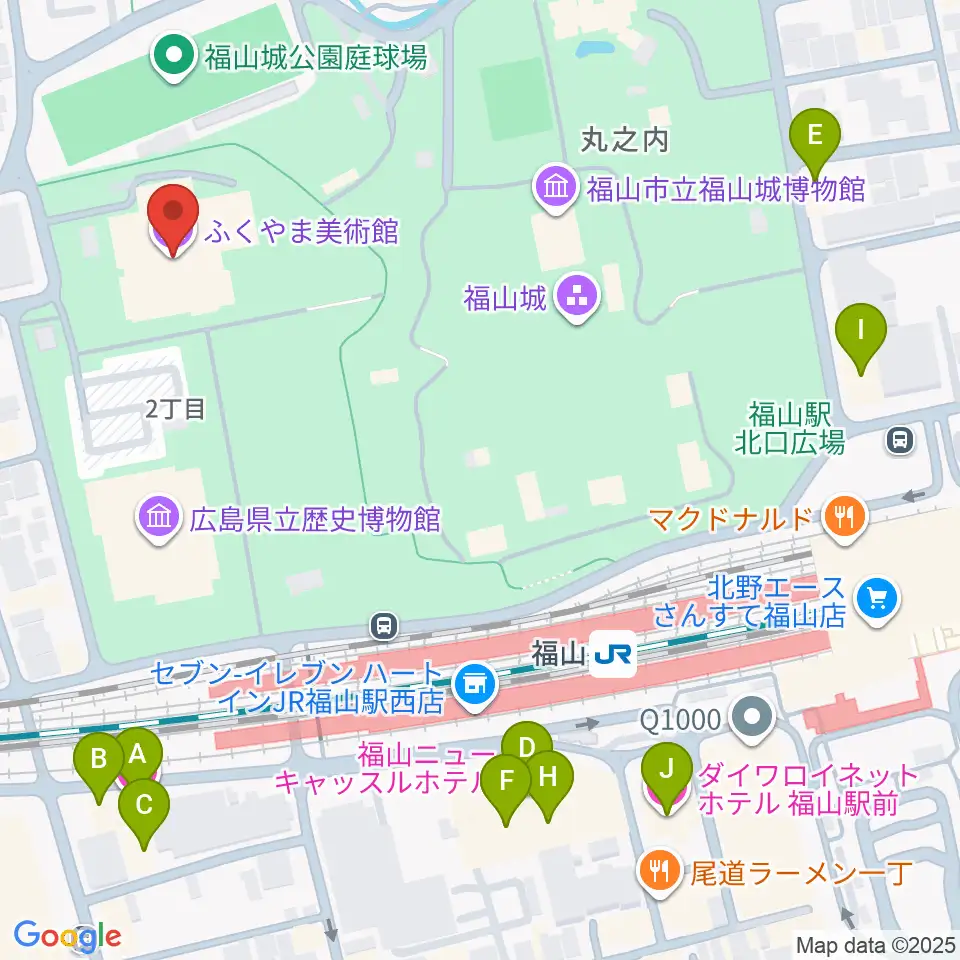 ふくやま美術館周辺のホテル一覧地図