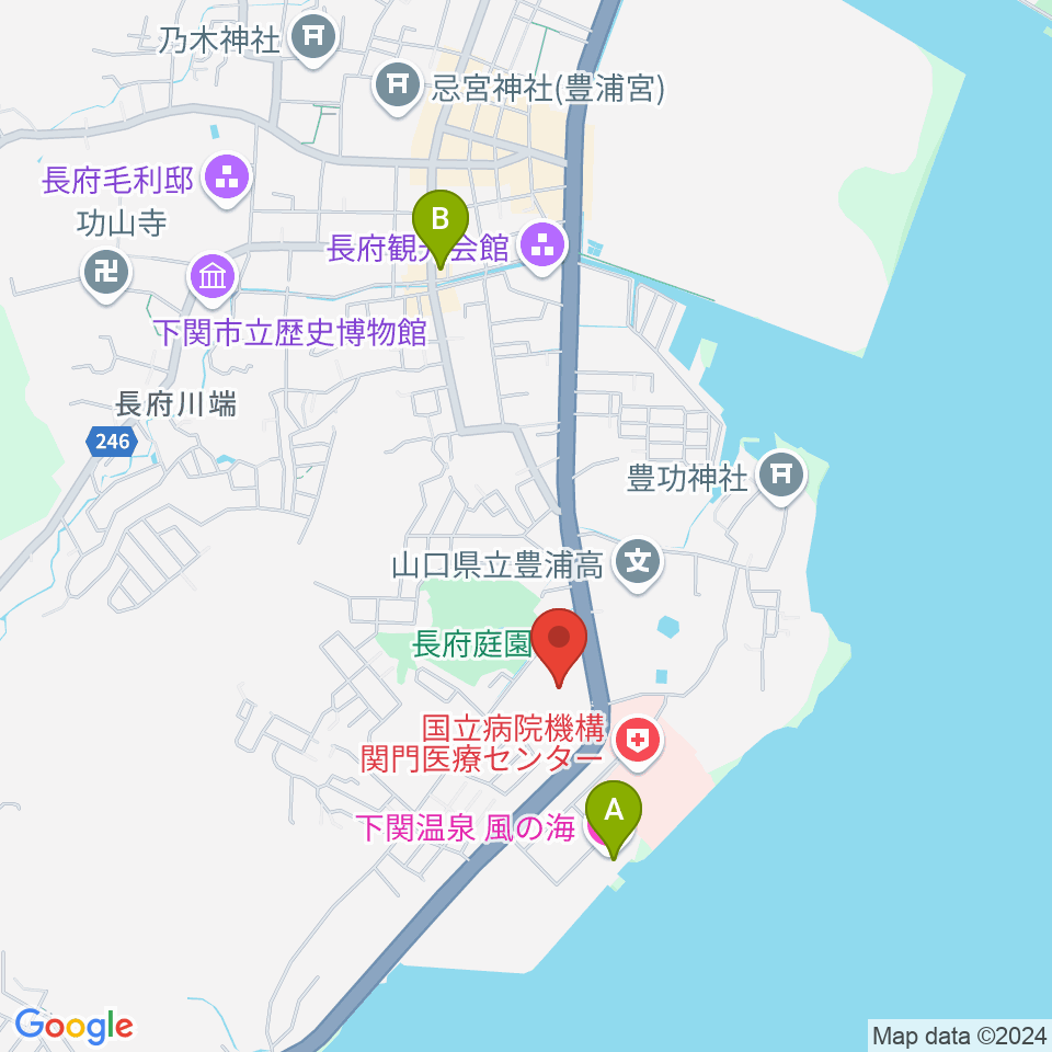 下関市立美術館周辺のホテル一覧地図