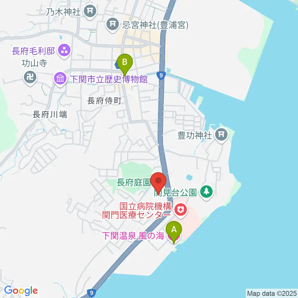 下関市立美術館周辺のホテル一覧地図