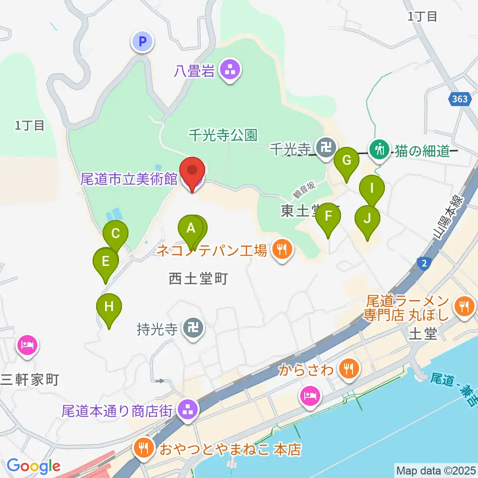 尾道市立美術館周辺のホテル一覧地図