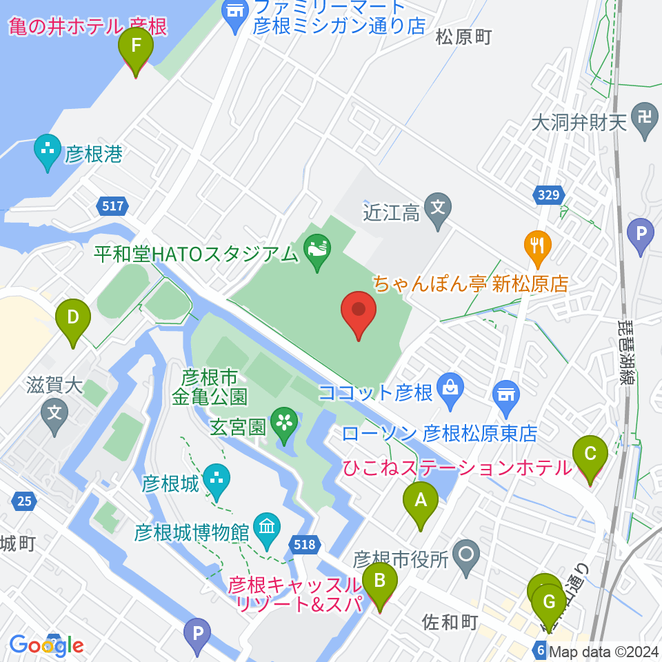 HPLベースボールパーク周辺のホテル一覧地図