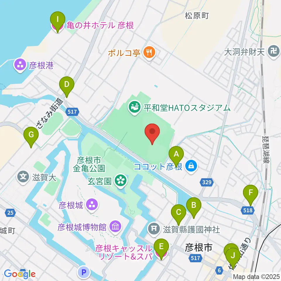 HPLベースボールパーク周辺のホテル一覧地図