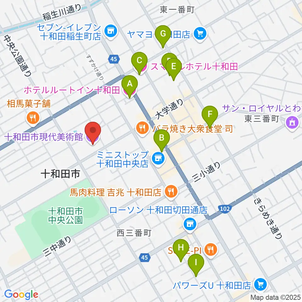 十和田市現代美術館周辺のホテル一覧地図