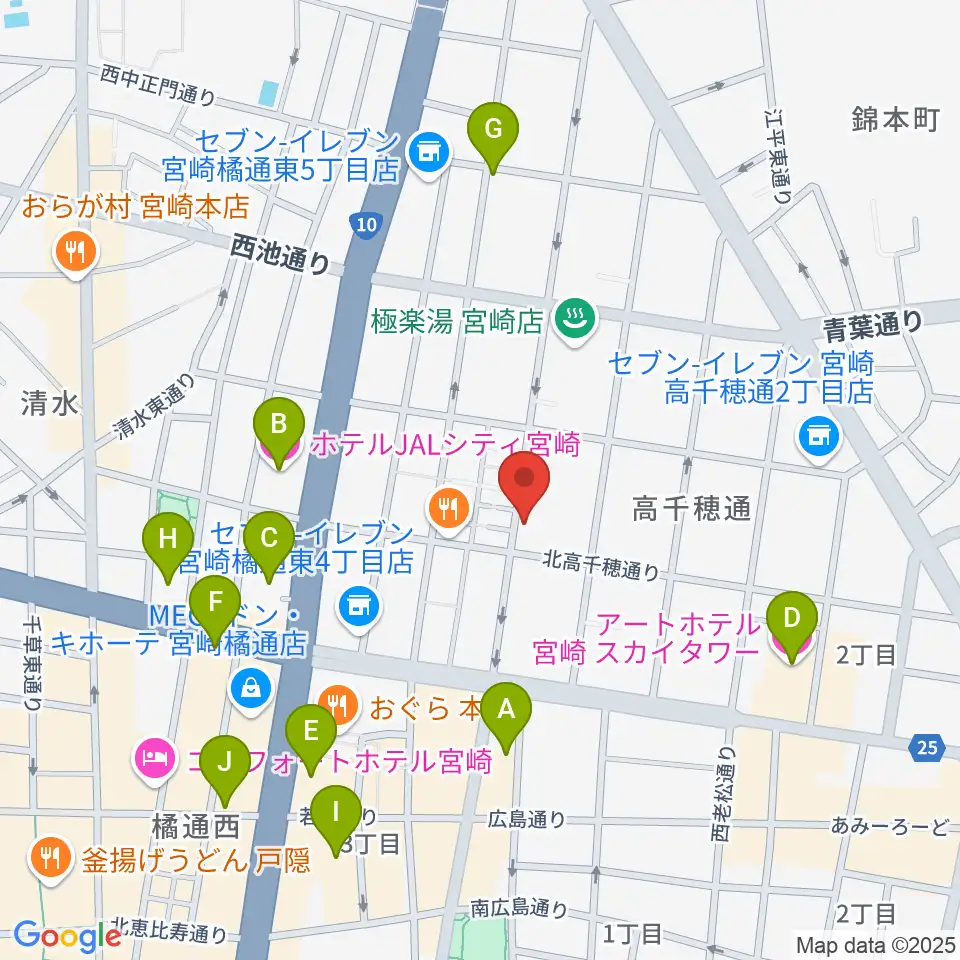 宮崎キネマ館周辺のホテル一覧地図