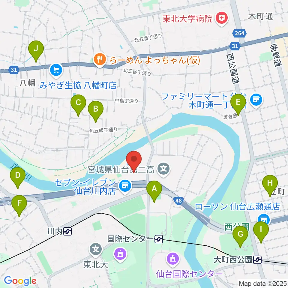 宮城県美術館周辺のホテル一覧地図