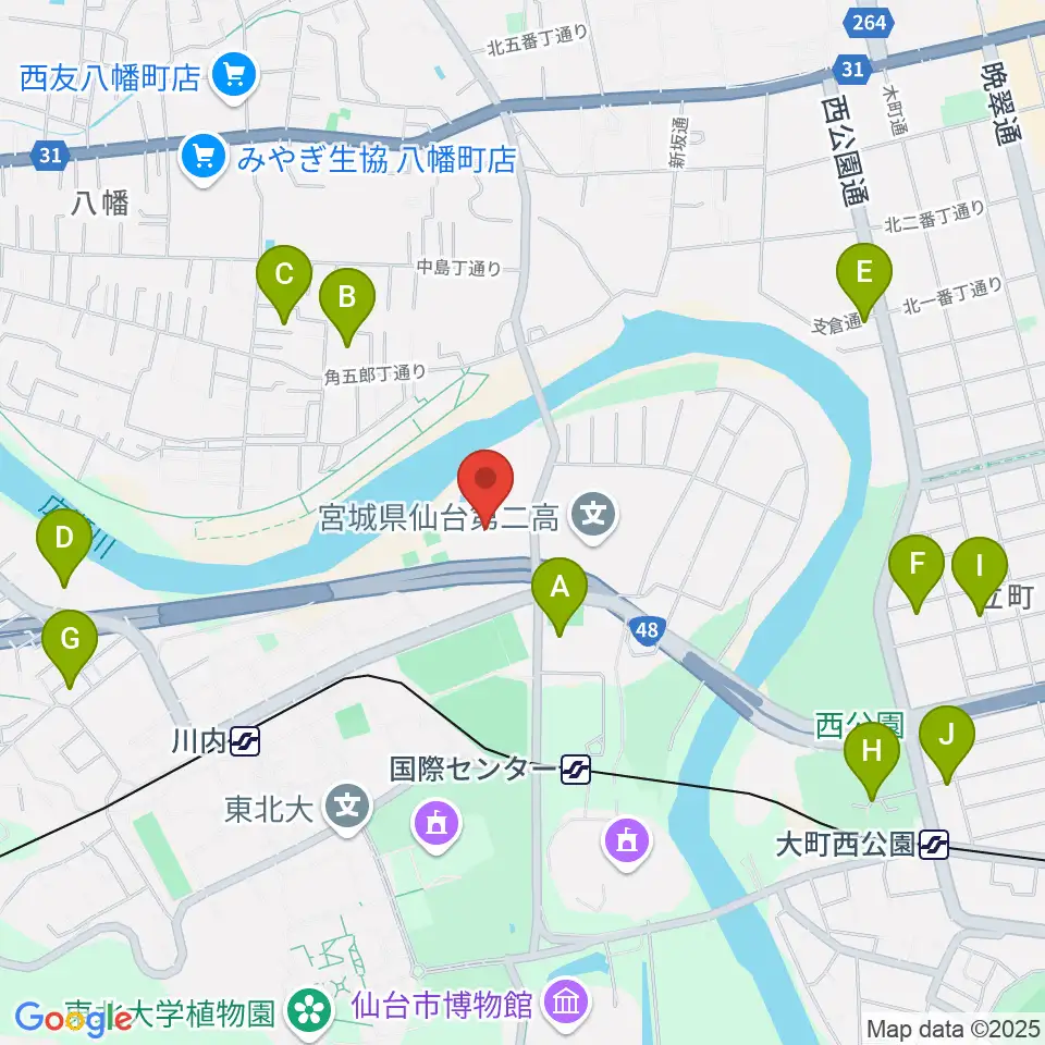 宮城県美術館周辺のホテル一覧地図
