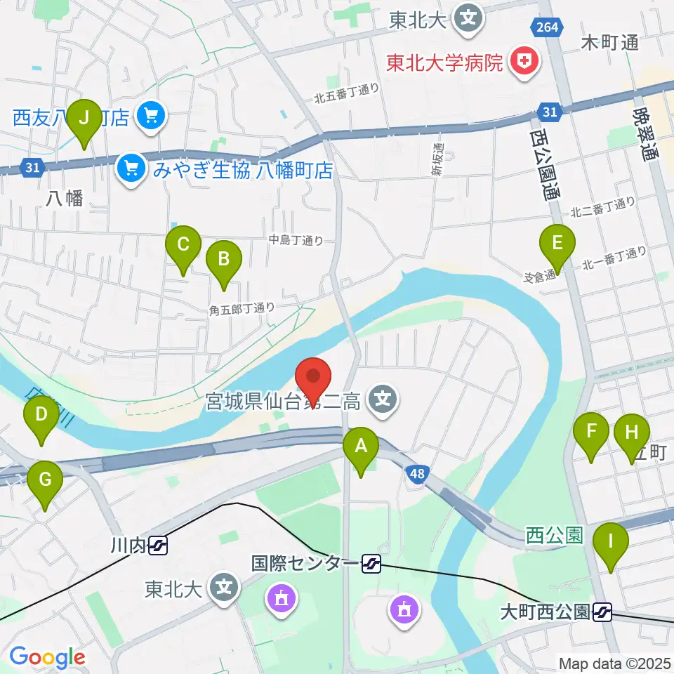 宮城県美術館周辺のホテル一覧地図