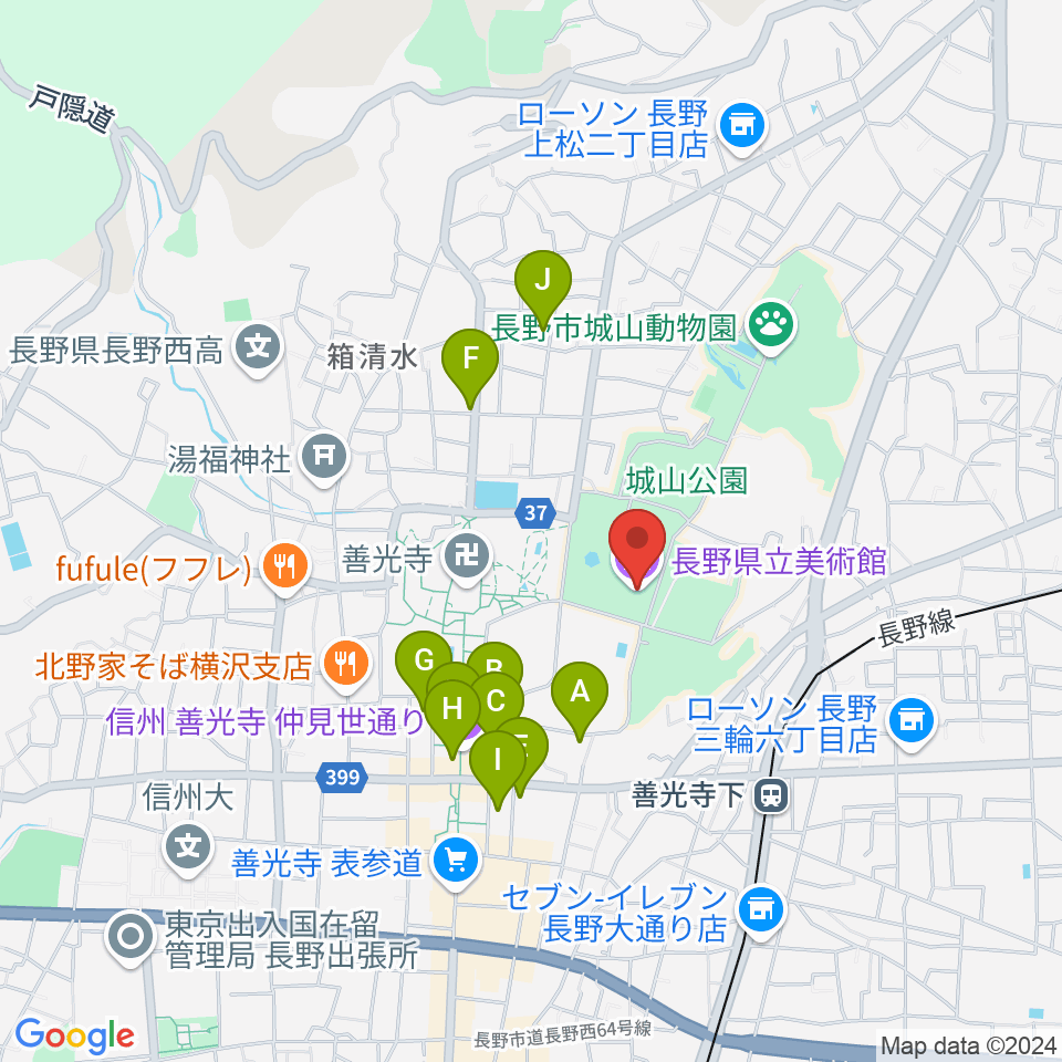 長野県立美術館周辺のホテル一覧地図