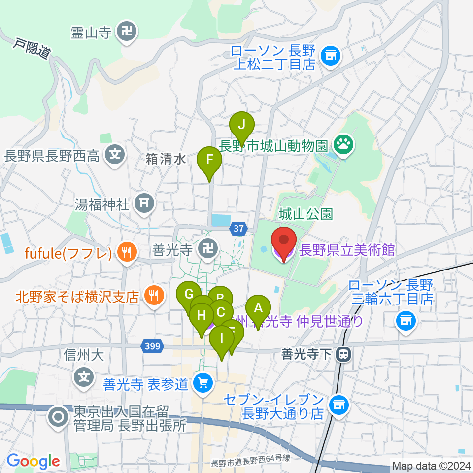 長野県立美術館周辺のホテル一覧地図