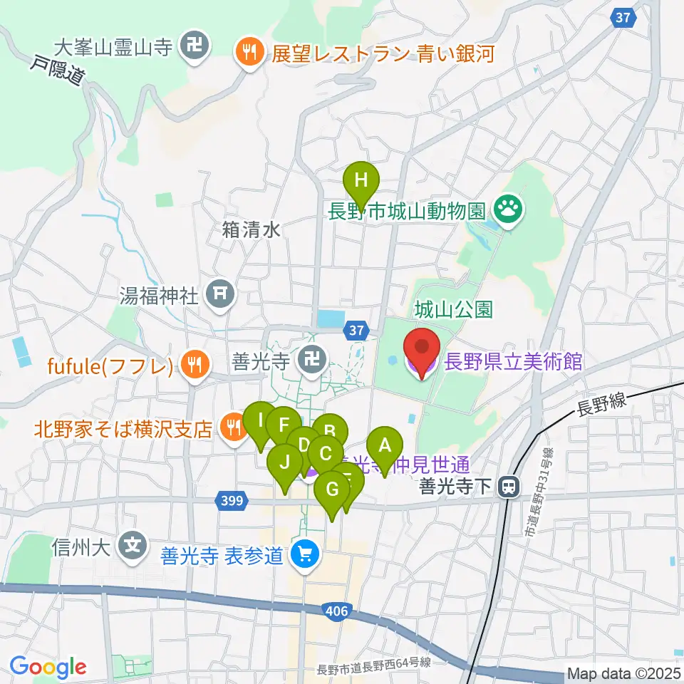 長野県立美術館周辺のホテル一覧地図