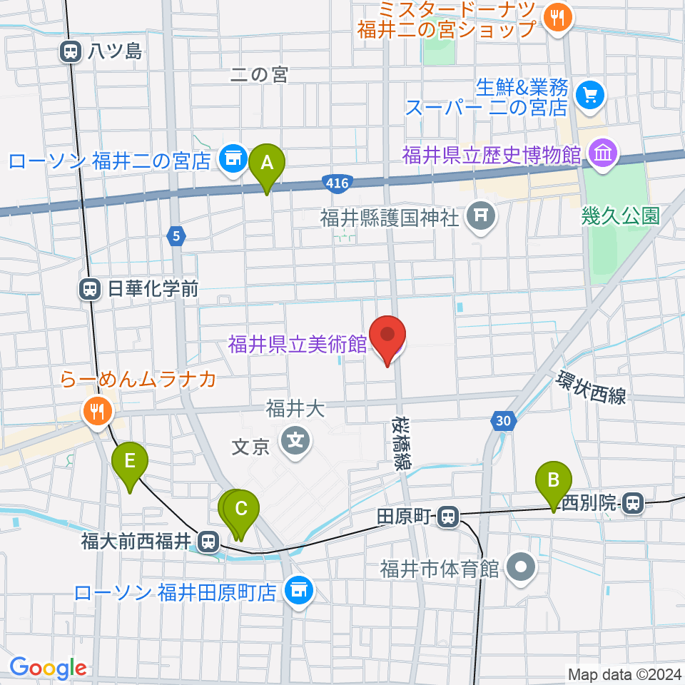 福井県立美術館周辺のホテル一覧地図