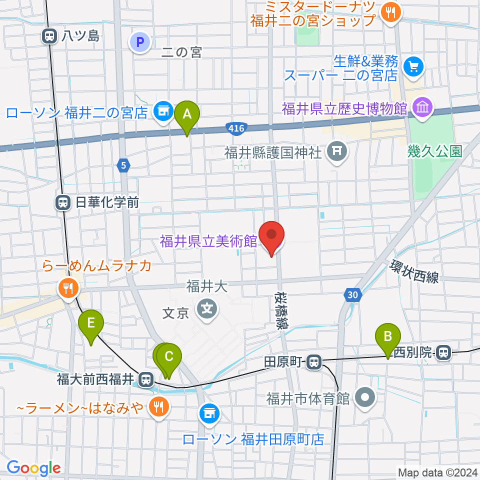 福井県立美術館周辺のホテル一覧地図