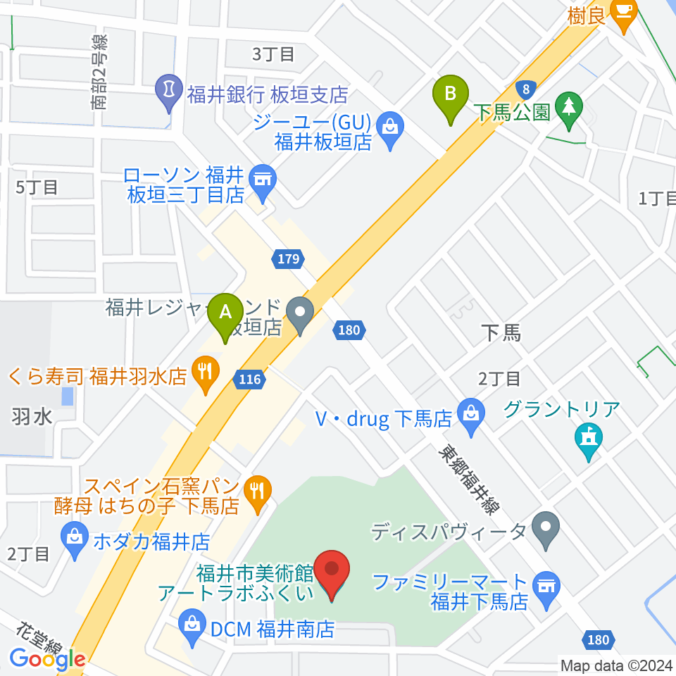 アートラボふくい 福井市美術館周辺のホテル一覧地図