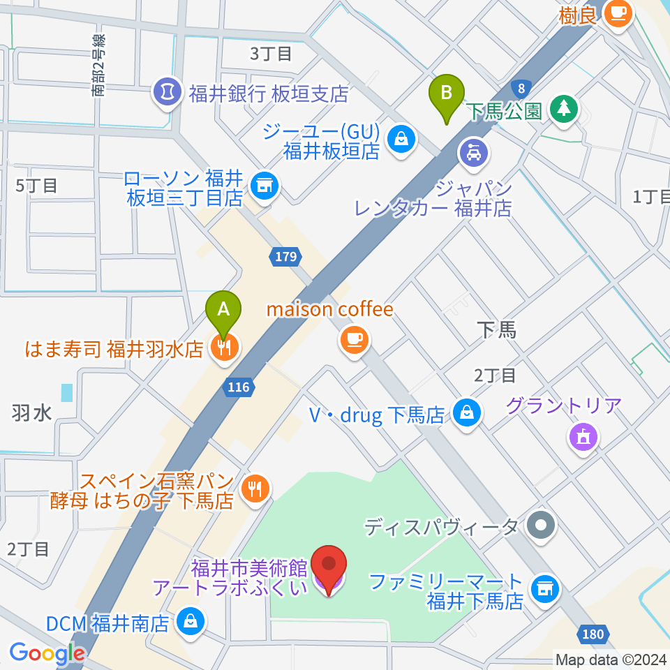 アートラボふくい 福井市美術館周辺のホテル一覧地図