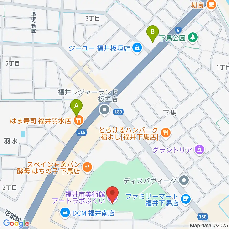 アートラボふくい 福井市美術館周辺のホテル一覧地図