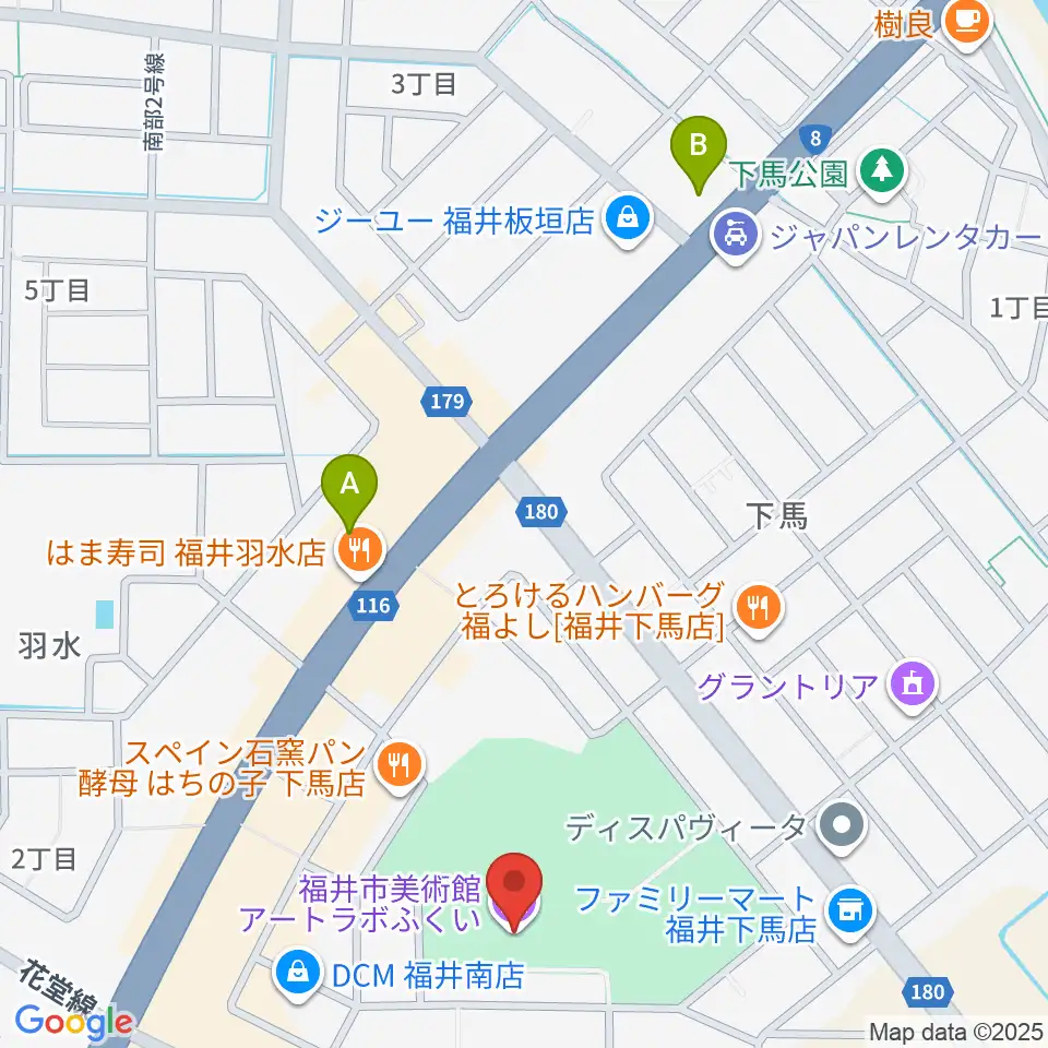 アートラボふくい 福井市美術館周辺のホテル一覧地図