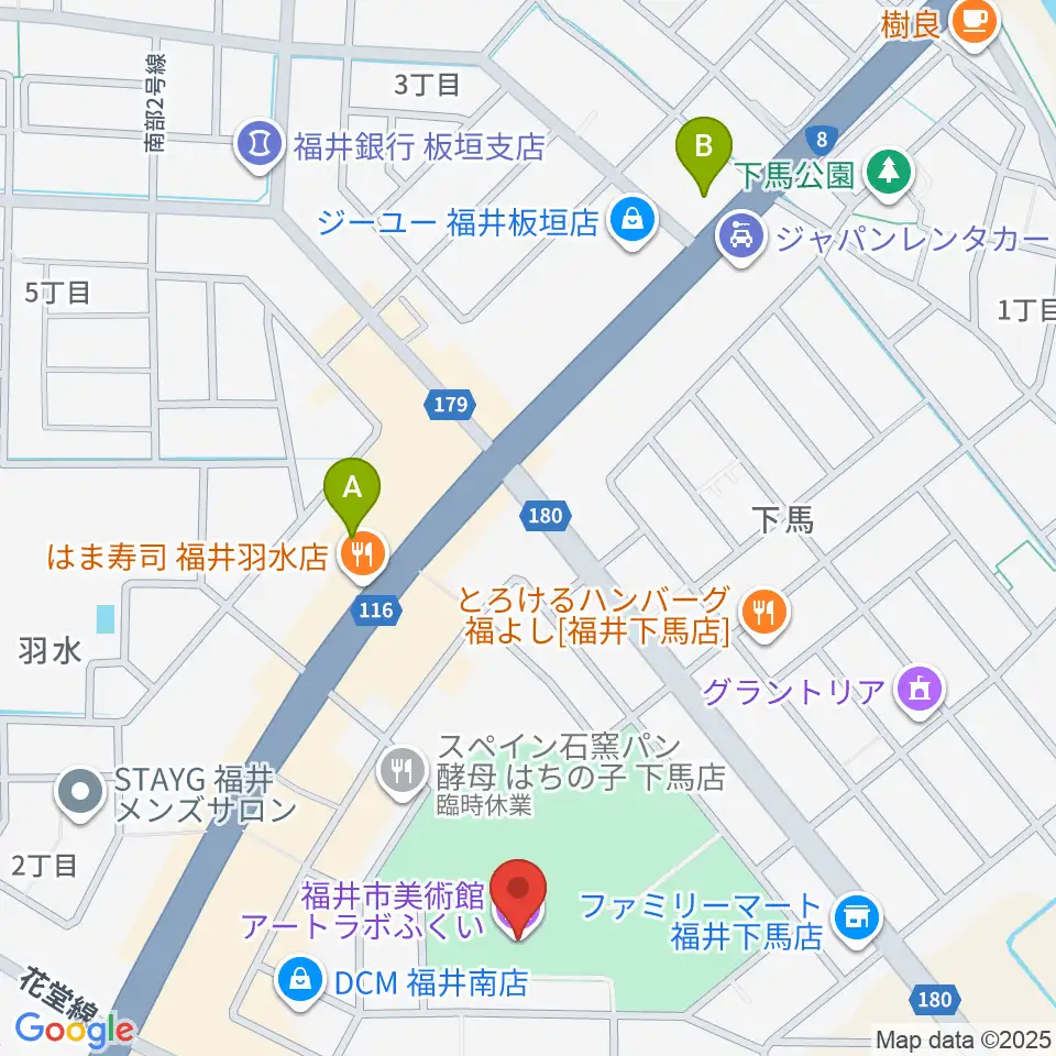 アートラボふくい 福井市美術館周辺のホテル一覧地図
