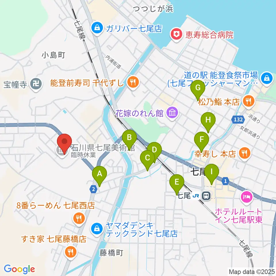 石川県七尾美術館周辺のホテル一覧地図