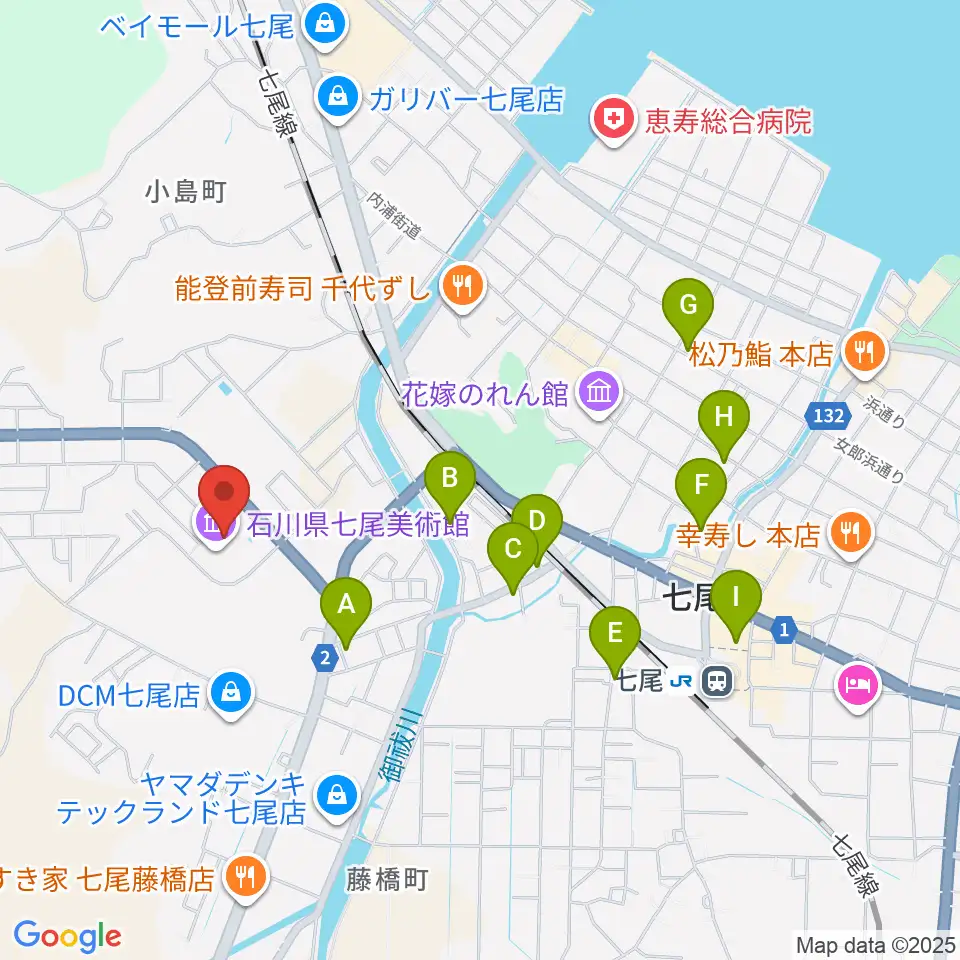石川県七尾美術館周辺のホテル一覧地図