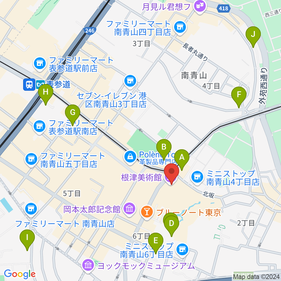 根津美術館周辺のホテル一覧地図