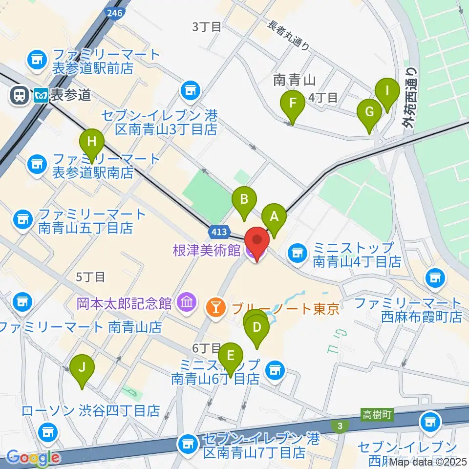 根津美術館周辺のホテル一覧地図