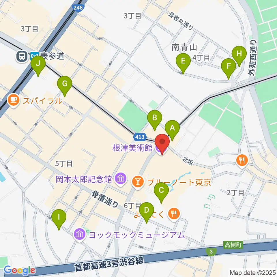 根津美術館周辺のホテル一覧地図