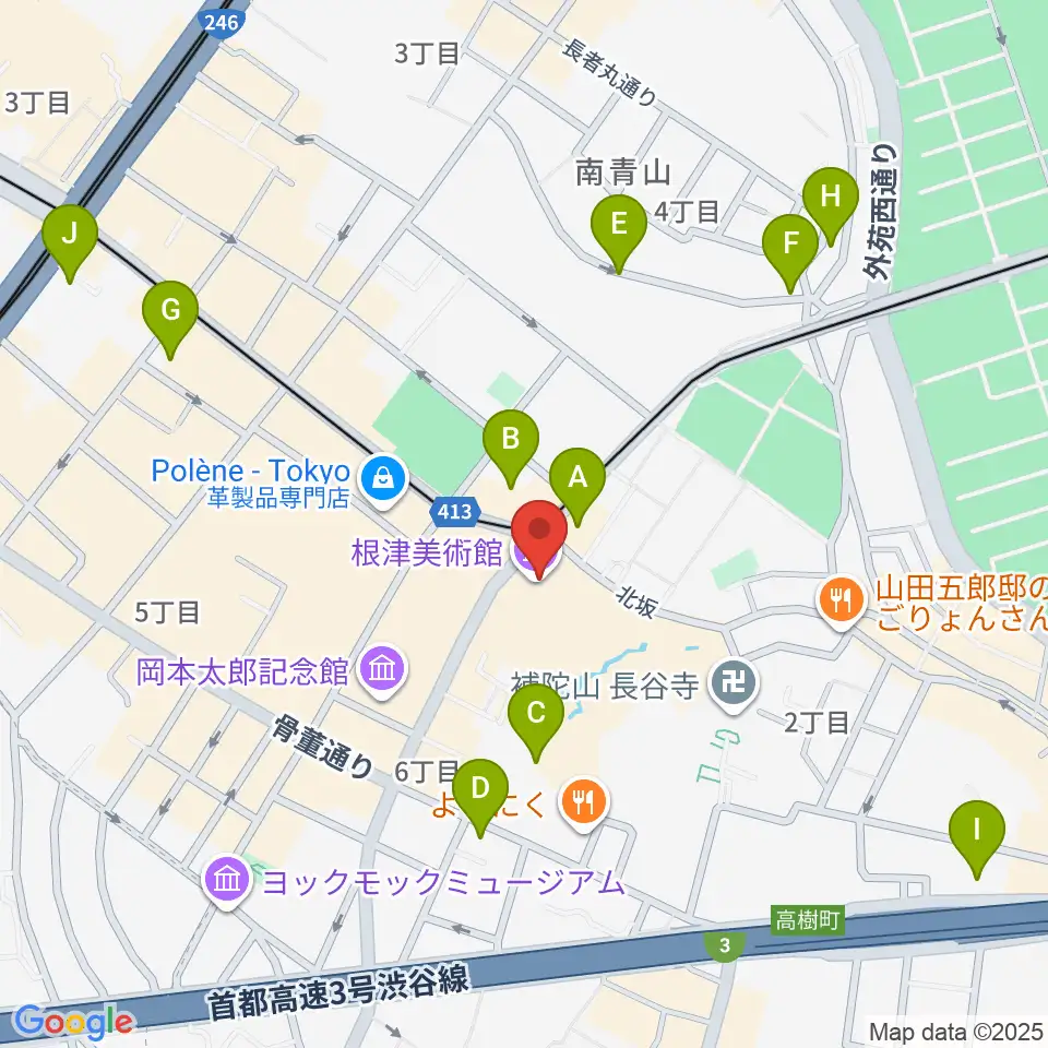 根津美術館周辺のホテル一覧地図