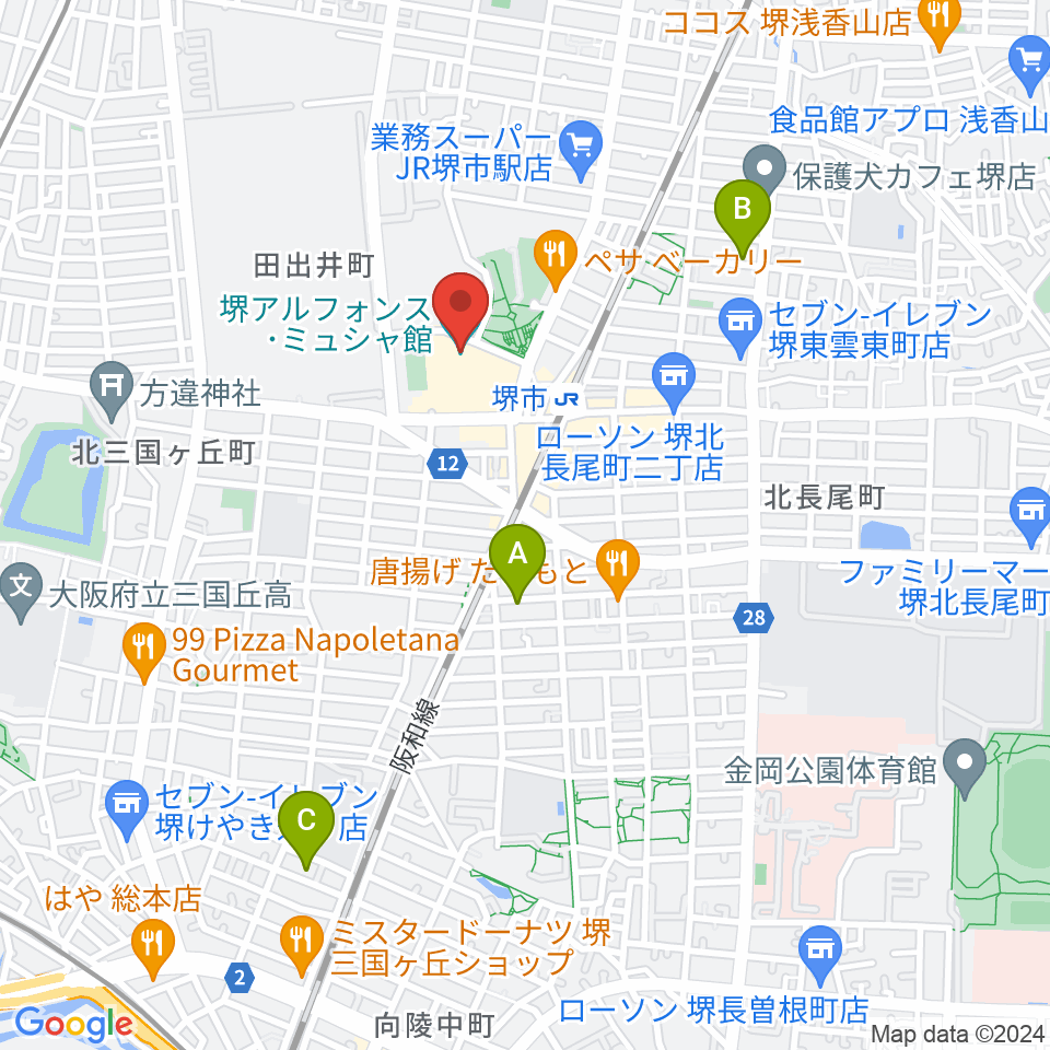 堺アルフォンス・ミュシャ館（堺市立文化館）周辺のホテル一覧地図