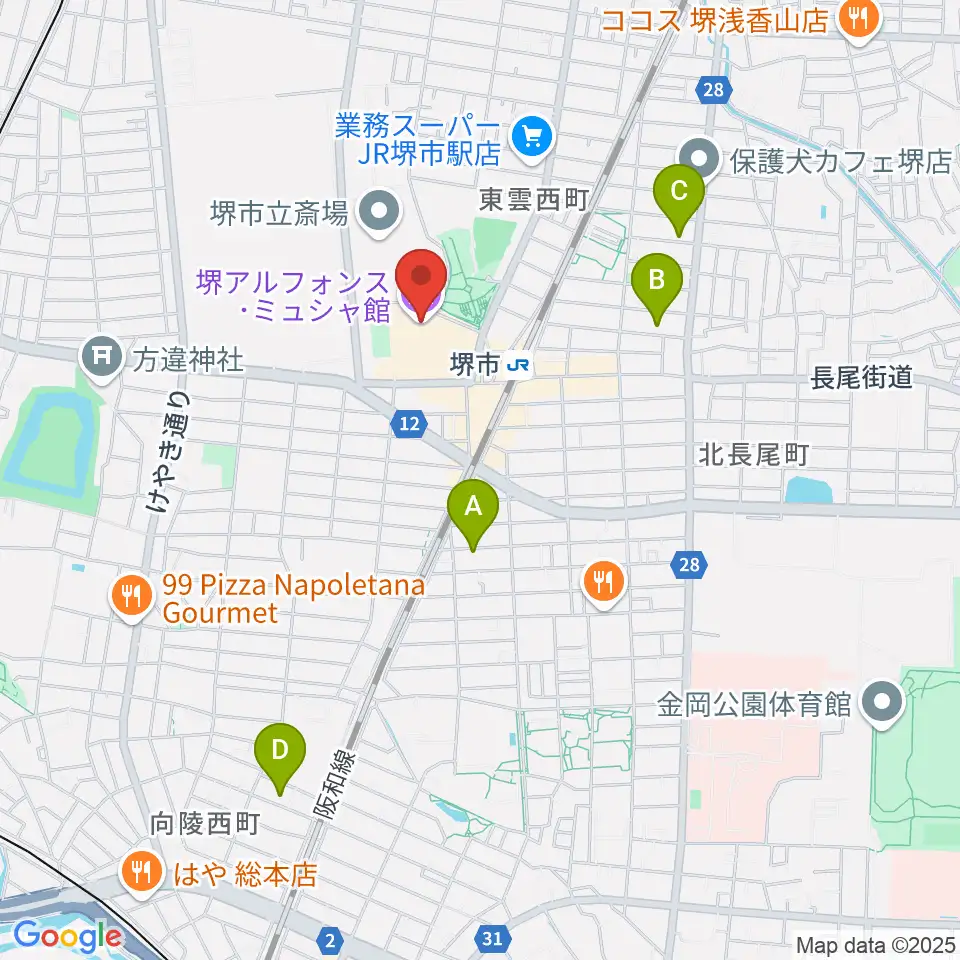 堺アルフォンス・ミュシャ館（堺市立文化館）周辺のホテル一覧地図