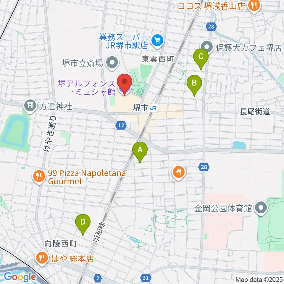 堺アルフォンス・ミュシャ館(堺市立文化館)周辺のホテル一覧地図