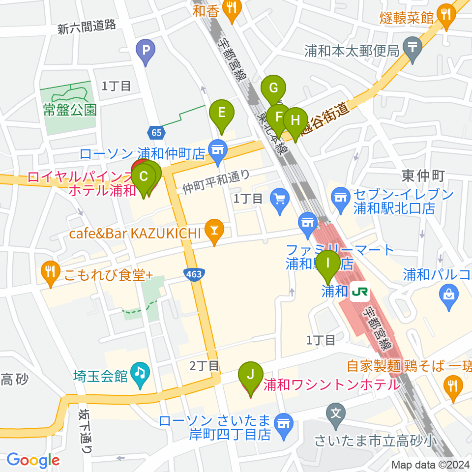 うらわ美術館周辺のホテル一覧地図