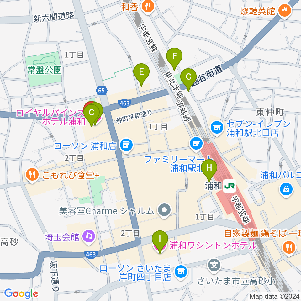 うらわ美術館周辺のホテル一覧地図