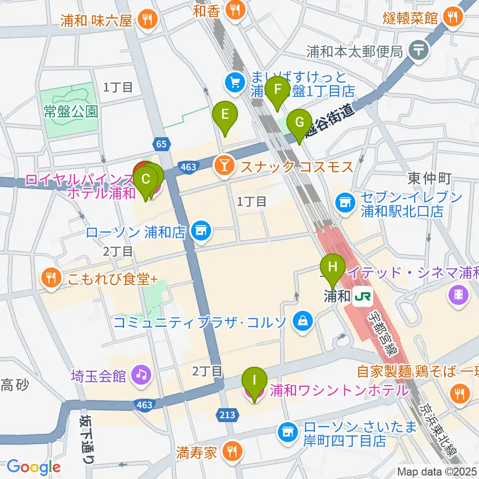 うらわ美術館周辺のホテル一覧地図