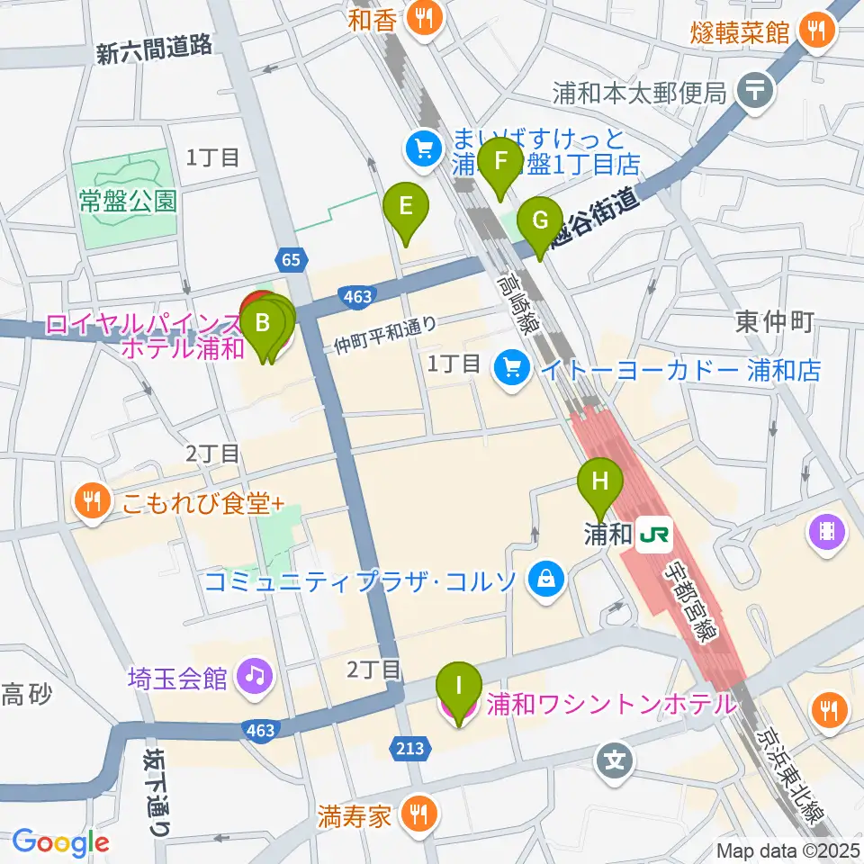 うらわ美術館周辺のホテル一覧地図