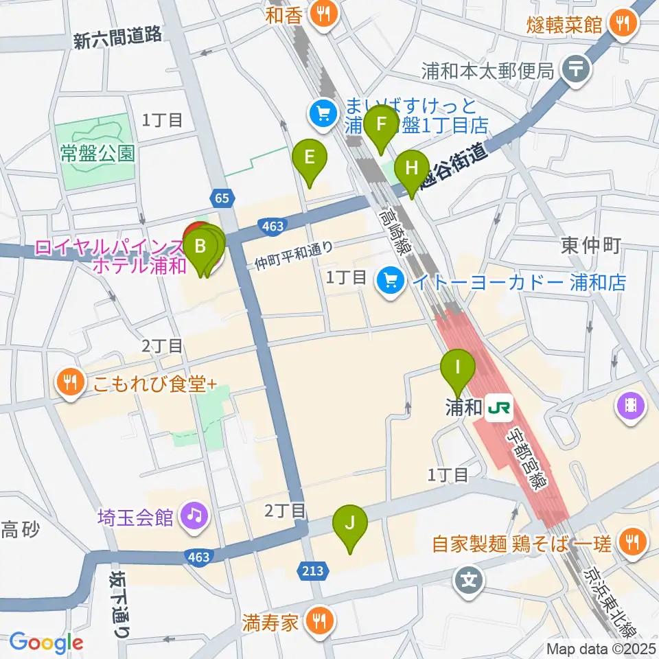 うらわ美術館周辺のホテル一覧地図