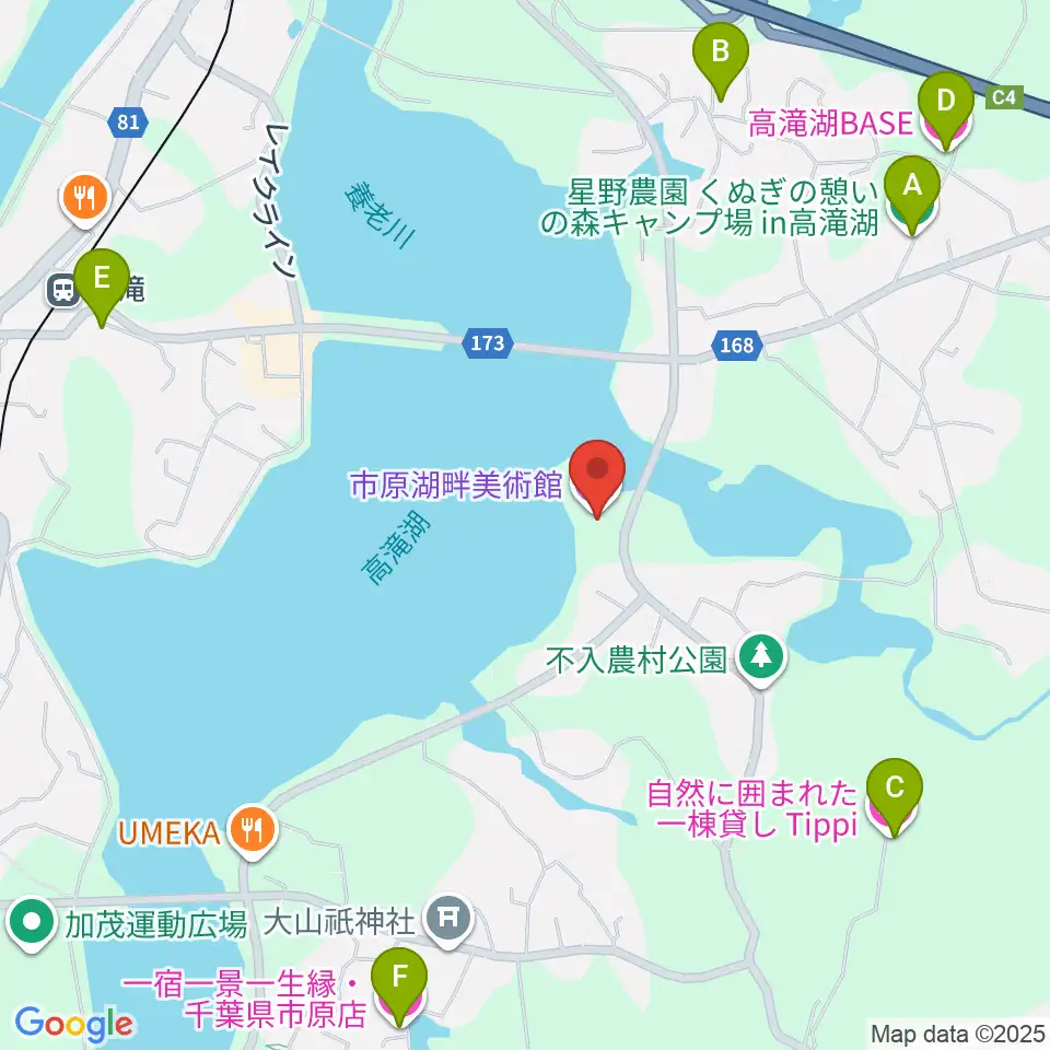 市原湖畔美術館周辺のホテル一覧地図