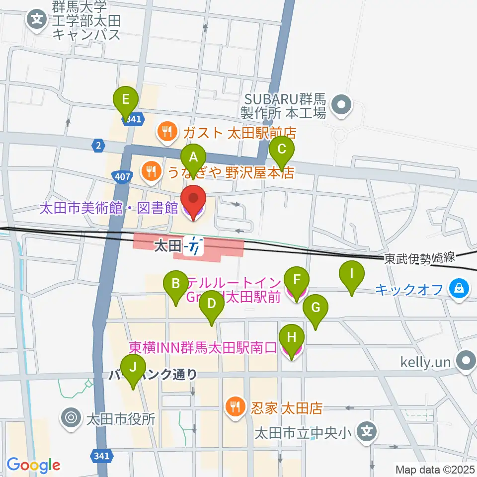 太田市美術館・図書館周辺のホテル一覧地図