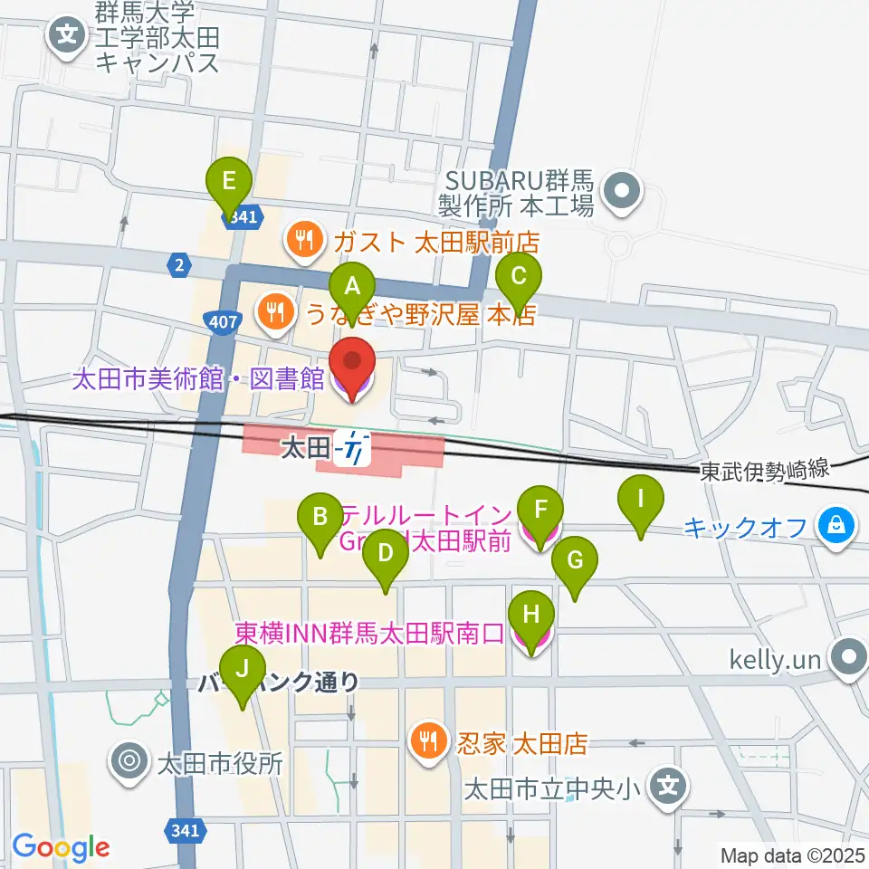 太田市美術館・図書館周辺のホテル一覧地図