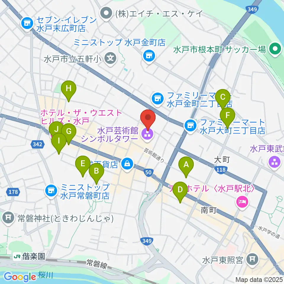 水戸芸術館 現代美術ギャラリー周辺のホテル一覧地図