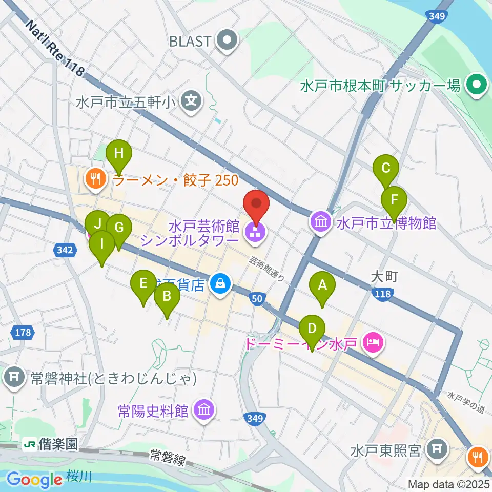 水戸芸術館 現代美術ギャラリー周辺のホテル一覧地図