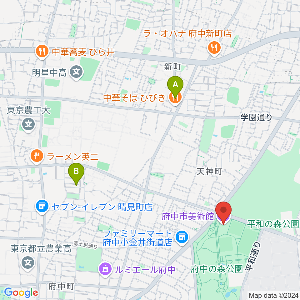 府中市美術館周辺のホテル一覧地図