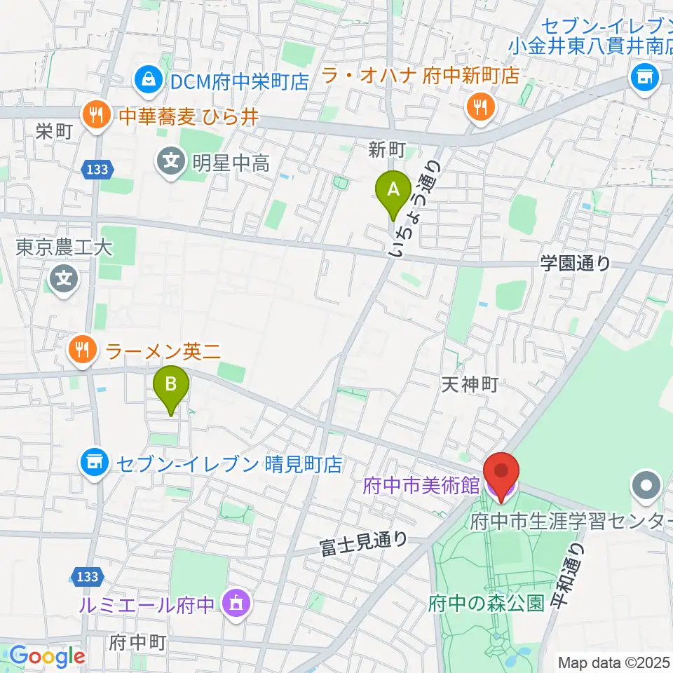 府中市美術館周辺のホテル一覧地図
