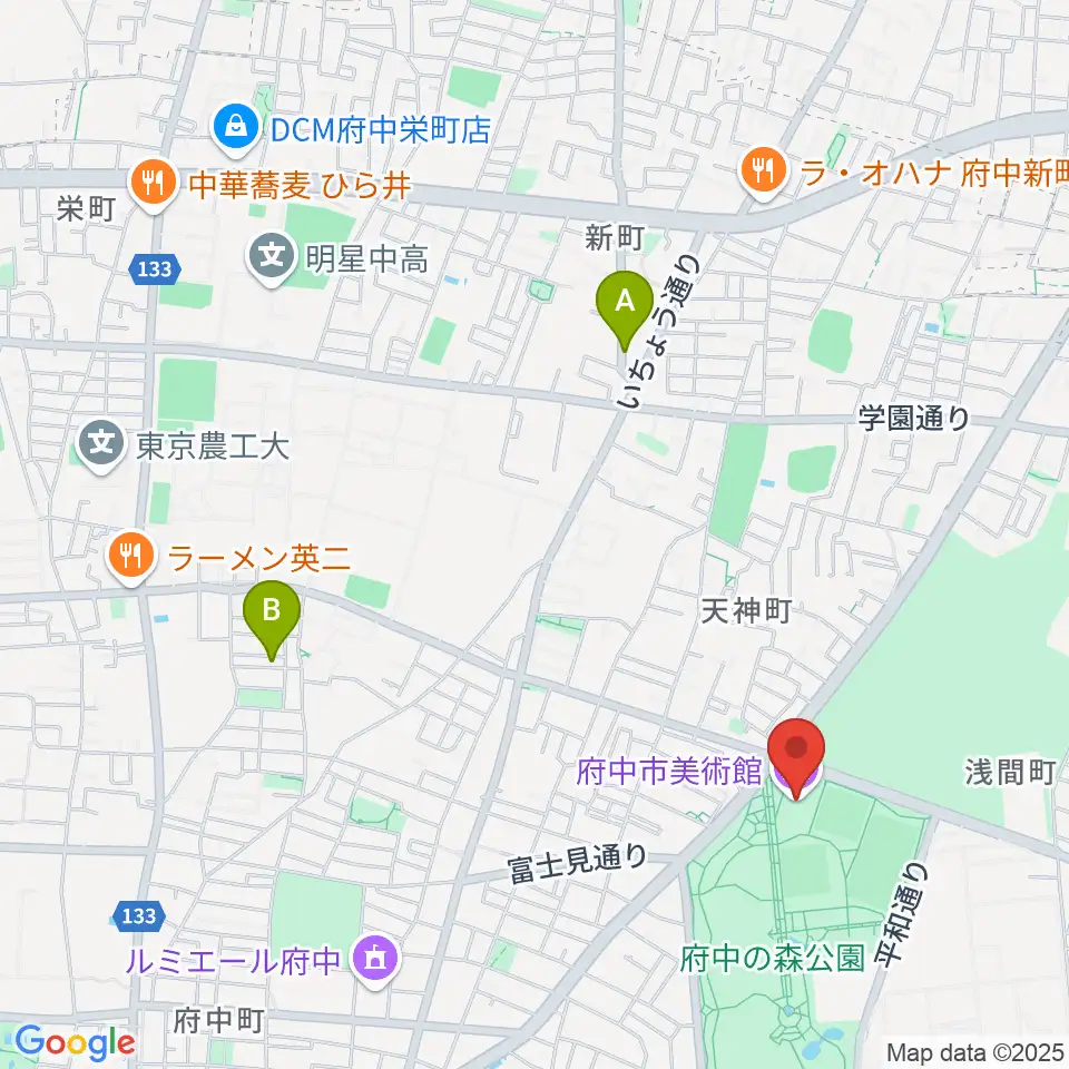 府中市美術館周辺のホテル一覧地図
