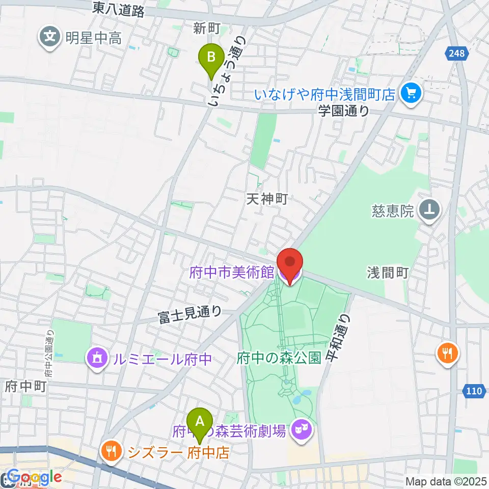 府中市美術館周辺のホテル一覧地図