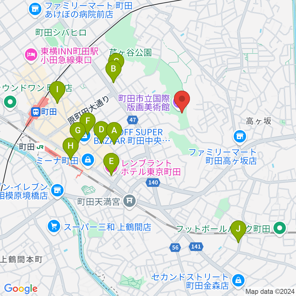 町田市立国際版画美術館周辺のホテル一覧地図