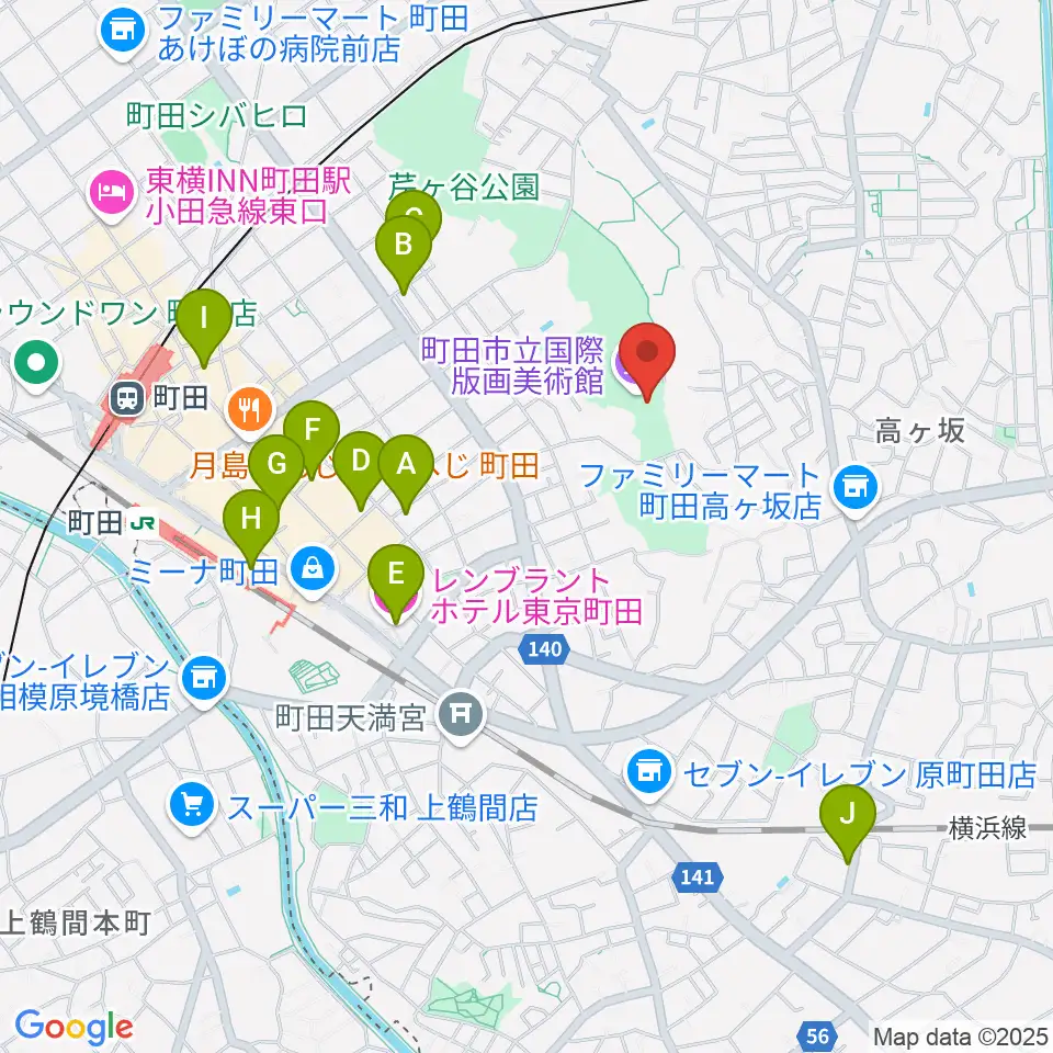 町田市立国際版画美術館周辺のホテル一覧地図