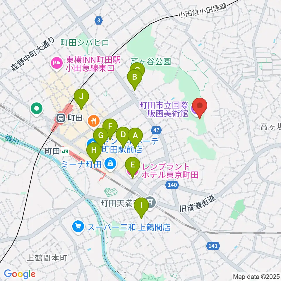 町田市立国際版画美術館周辺のホテル一覧地図