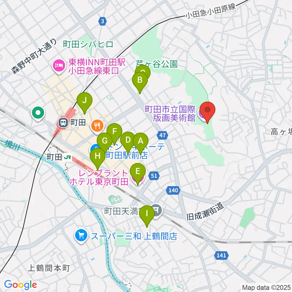 町田市立国際版画美術館周辺のホテル一覧地図