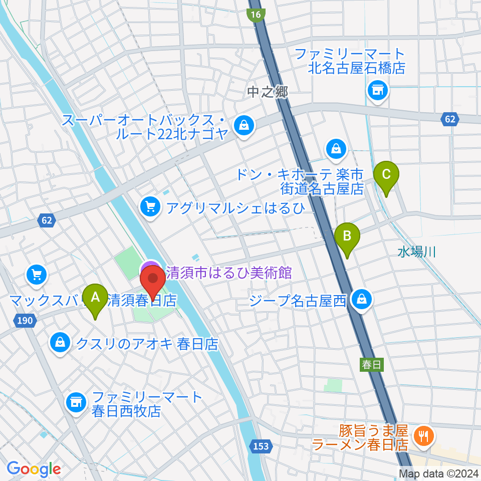 清須市はるひ美術館周辺のホテル一覧地図