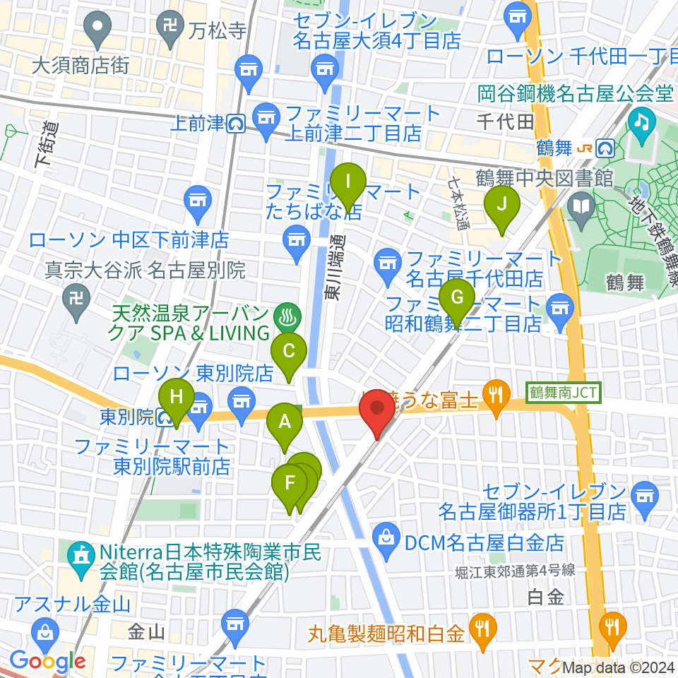 スタジオべティックス鶴舞店周辺のホテル一覧地図